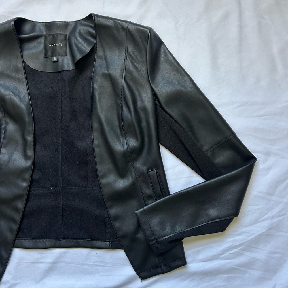 DYNAMITE Faux Leather Jacket Black - Picture 4 of 8